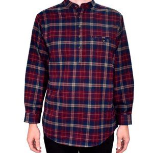 Lee Valley Flannel Grandfather Shirt LV10 Small Maroon Navy check Tartan